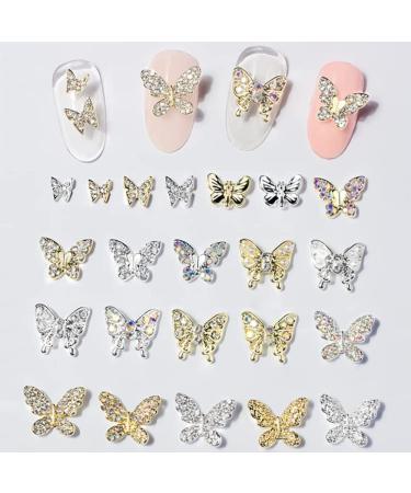 22 Pcs 3D Butterfly Nail Charms Crystals Diamonds Rhinestones  Crystals Diamonds Large Rhinestones Bow for Nail Art Beauty Design Decoration Craft Jewelry DIY --3
