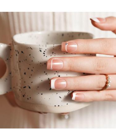 DANNI & TONI 28 Stickers Semi Cured Nail Wraps Soft Self-Adhesive Gel Nail Stickers Salon-Quality Gel Nail Polish Strips(Subtle Chic) French Manicure Stickers