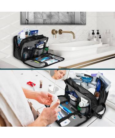 Pavilia Men's Travel Toiletry Bag | Water-Resistant Dopp Kit | PU Leather Shaving Organizer for Toiletries and Grooming Essentials - Buy Online on GoSupps.com
