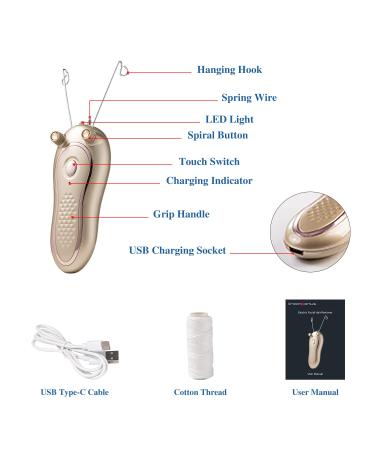 Electric Threading Facial Hair Remover for Women - Hair Removal Epilator for Upper Lip, Chin, Forearm - Gold - Buy Online on GoSupps.com