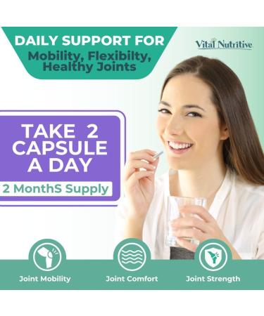 VITAL NUTRITIVE Joint Support Supplement for Men and Women Glucosamine MSM Hyaluronic Acid and Turmeric Supports Joint Health 60 Days Supply - Buy Online on GoSupps.com
