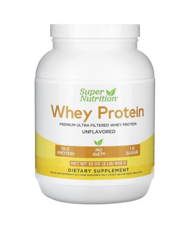 Super Nutrition Ultra Filtered Whey Protein Powder Non-GMO RBST Free Unflavored 2 lb (908 g)