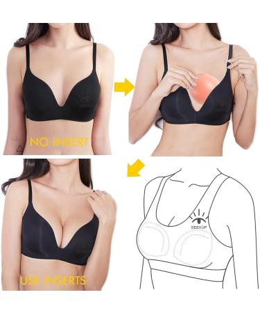 SEEKUP Women Silicone Bra Pads Inserts | Push-Up Cleavage Enhancer | Skin, Large - Buy Online on GoSupps.com