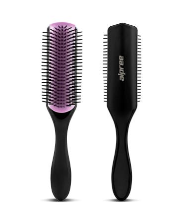 Alpree Classic Styling Hair Brush 9 Row - For Natural  Thick  Curly Hair | Classic Nylon Bristle Styling & Detangler  Great For Creating Ringlets  For Separating  Shaping & Defining Curls - Blow-Drying Purple