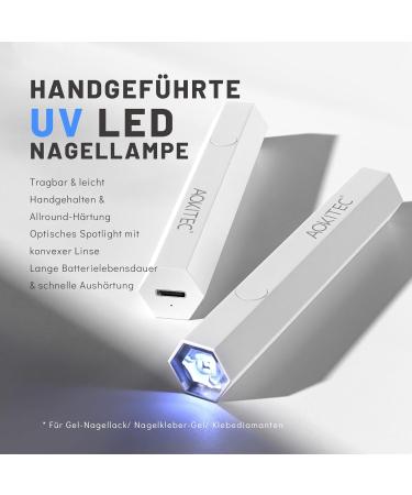 AOKITEC Mini UV Lamp for Gel Nails - Handheld LED Nail Dryer for DIY Manicure & Salon Use - Fast Curing for Nail Stickers Foils & Glue - 02 White Nagellampe Set B - Buy Online on GoSupps.com