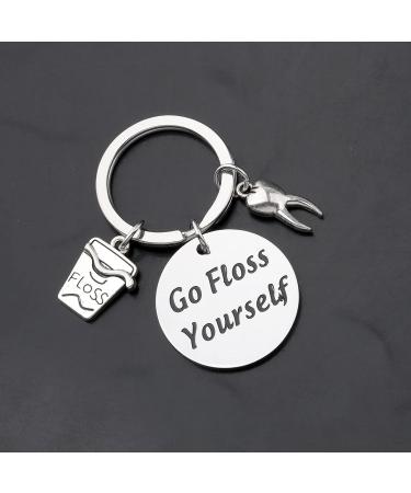 POTIY Funny Dentist Gift | Dental Hygienist Keychain - Go Floss Yourself Jewelry - Buy Online on GoSupps.com