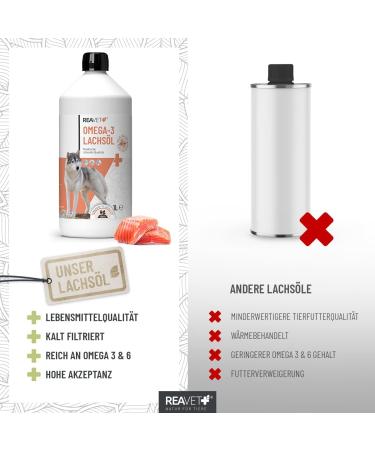 Premium 5L Reavet Salmon Oil for Dogs & Horses - High Dose Omega 3 & 6 Additive-Free Freshly Filled in Germany - Buy Online on GoSupps.com