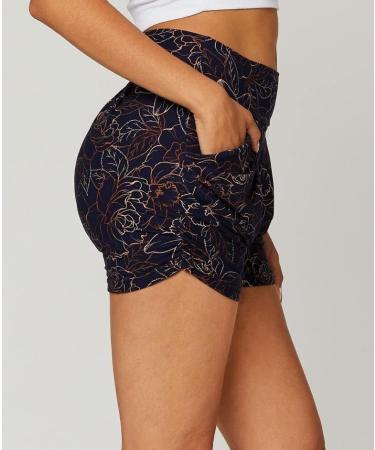 Conceited High Waisted Flowy Shorts with Pockets, 4-Way Stretch - 4 Inseam Harem Style for Women (Fleur S-M) - Buy Online on GoSupps.com
