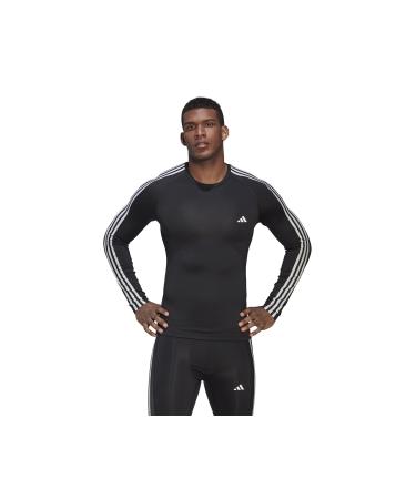 adidas Male Adult Techfit 3-Stripes Training Long-Sleeve Top T-Shirt (Long Sleeve) S Black