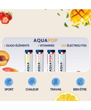  Hedonist labs AQUAPOP - Electrolyte Tablets - Pack of 4 Tubes - Sugar-Free - Promotes Hydration and Energy - 80 Mineral and Vitamin Tablets - Sport & Wellness - 4 Pack - Buy Online on GoSupps.com