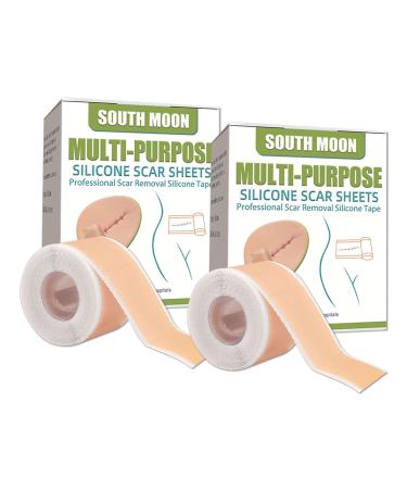 2 Rolls Silicone Scar Sheets Tape Medical Grade Scar Removal Strips for Acne Scars C-Section Burn Keloid & Surgery Scars Sheets Treatment Sheets 6-12 Month Supply 1.6 x 60 Per Roll