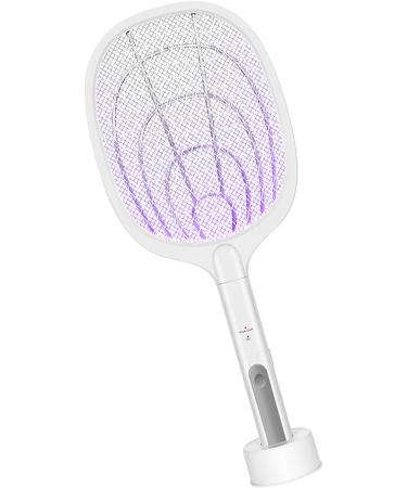 Electric Fly Swatter Racket Powerful Swatter 2 in 1 Electric Fly Killer Rechargeable Killer Lamp Portable Fly Killer Lamp for Indoor and Outdoor (White) - Buy Online on GoSupps.com