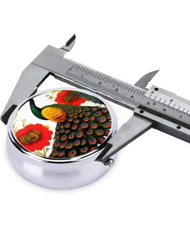 Peacock Red Flower Round Pill Box | 3 Compartment Travel Organizer | Portable Pill Holder for Travel - Buy Online on GoSupps.com