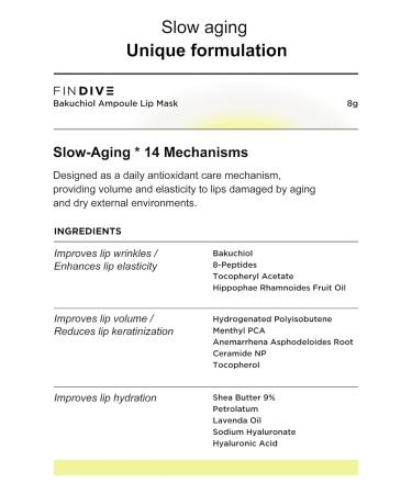 Bakuchiol Ampoule Lip Mask | FINDIVE OFFICIAL | Plant-Based Retinal Alternative 8g - Hydrate & Rejuvenate Your Lips - Buy Online on GoSupps.com