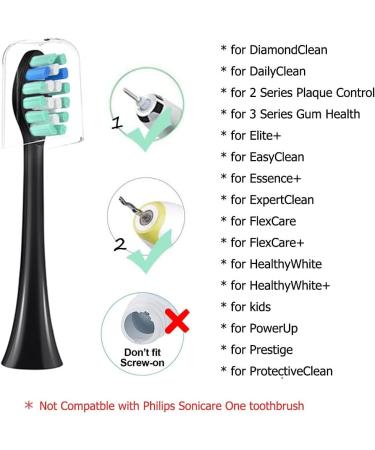 Philips Sonicare Compatible Toothbrush Replacement Heads - Black - Buy Online on GoSupps.com