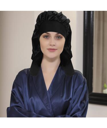 Arqumi Silk Bonnet 2PCS - Large Adjustable Satin Hair Wrap for Sleeping and Hair Care, Black & Wine Red - Buy Online on GoSupps.com