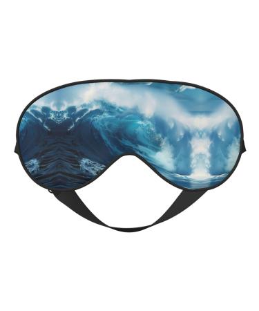 SSIMOO Big Ocean Wave Hd Print Ultra-Soft Light-Blocking Eye Mask for Optimal Comfort and Restful Sleep Black