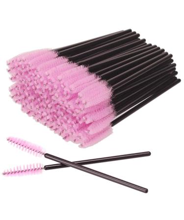 50 Pieces Disposable Eyelash Brushes Mascara Wands Eyelash Eyebrow Applicator Cosmetic Makeup Brush Tool Kits (Black/Pink) black / pink