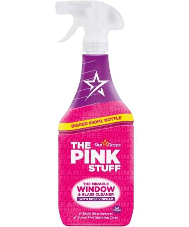 The Pink Stuff Miracle Window and Glass Cleaner Spray with Rose Vinegar 850ml + for You: 1x Cleaning Wipe & Organza Small Bag - Buy Online on GoSupps.com