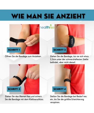 Health Rise 2 Set Tennis Elbow Brace - Black & Blue | Unisex Elbow Support for Tennis & Golfer's Elbow with German Instructions - Buy Online on GoSupps.com