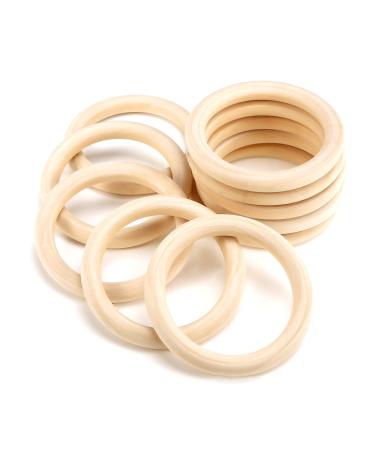 Rosewinec 10 pieces baby wooden rings for tinkering 80mm baby childhood diseases ring wood teether teeth rings for babies child care wood bracelet DIY craft (80mm)