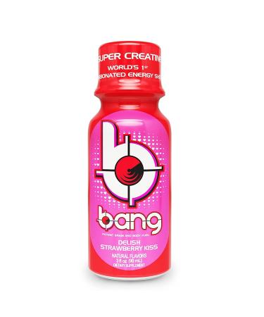 Bang Energy Shots Delish Strawberry Kiss World's 1st Carbonated Energy Shot with Super Creatine 3 Fl Oz (Pack of 12)