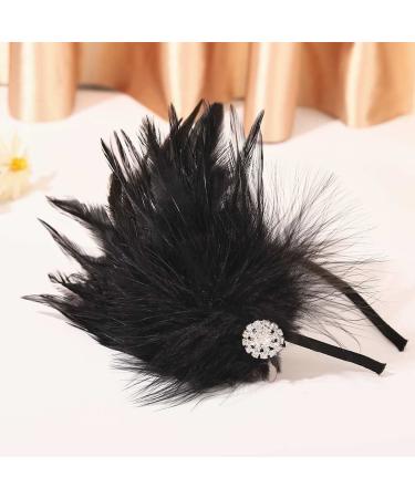 GENBREE 1920s Flapper Headband with Feather - Black Feather Headwear for Women and Girls - Buy Online on GoSupps.com