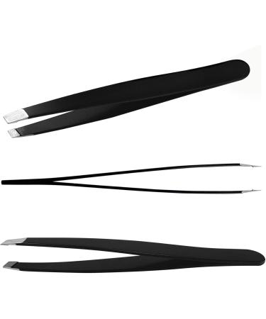 TRIXES Black Stainless Steel Eyebrow Tweezers - Precision Bevelled Tip for Perfect Grooming - Buy Online on GoSupps.com