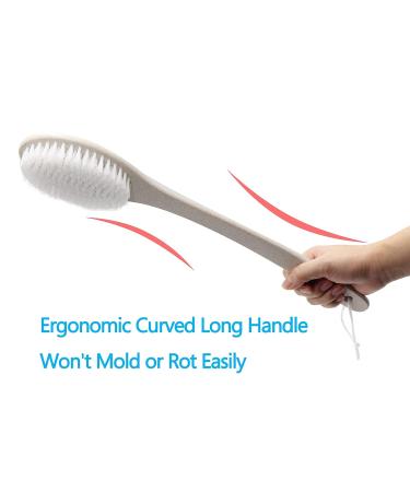 Yamahiko Bath Body Brush - Wet/Dry Exfoliating Back & Body Scrubber with Long Handle for Shower - Wheat Straw Bristles - Ideal for Women & Men - Buy Online on GoSupps.com