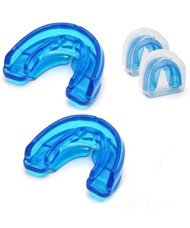 Coolrunner Double Braces Mouth Guard Sports Athletic Mouth Guards Youth Mouthguard for Upper and Lower Teeth Protection Required for Youth Teenager and Adults (Blue)