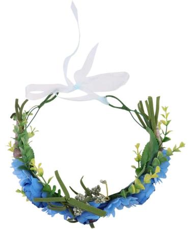Lurrose 1PC Bridal Headband Adjustable Flower Wreath Head Hoop Halo Floral Crown Garland Headpiece for Weddigng Home Shop Blue - Buy Online on GoSupps.com