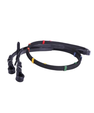 QHP web reins with coloured stoppers and martingale stoppers (pony)