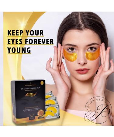 24K Gold Under Eye Patches - Reduce Dark Circles & Puffiness Hydrogel Collagen Eye Masks - 16 Pairs for Youthful Skin - Buy Online on GoSupps.com