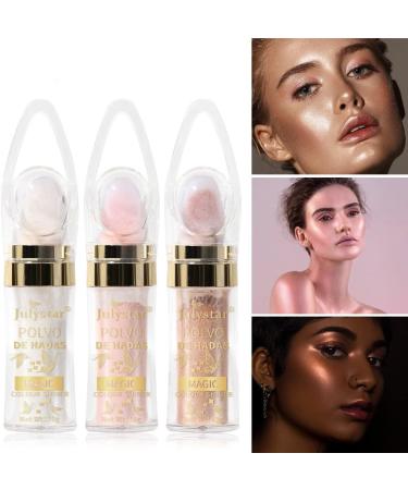 3 Colors Body Glitter Powder Highlight Set with Makeup Sponges - Buy Online on GoSupps.com
