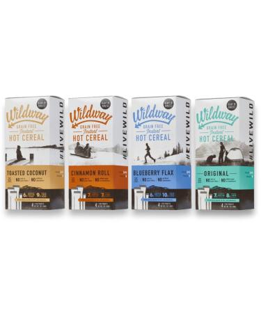 Wildway Keto, Vegan, Grain-free Instant Hot Cereal | Variety (4 Pack)