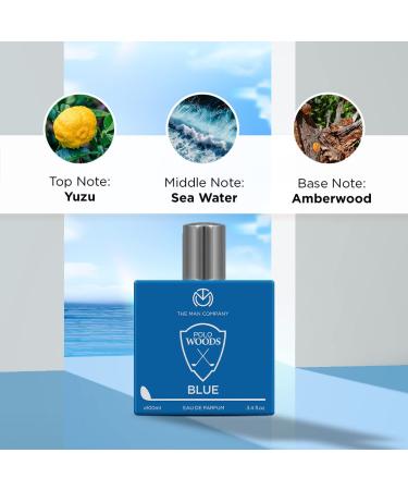 The Man Company EDP for men 100ml Polo Blue | Premium Perfume | Long-lasting Fragrance | Perfect For Men | Citrusy Marine and Musky | Made With Essential Oils - Buy Online on GoSupps.com