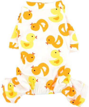 Zunea Soft Cotton Overall for Small Dogs - Enchanting Yellow Duck Romper Pajama Clothing for Pets & Puppies (Pack of 1) - Buy Online on GoSupps.com