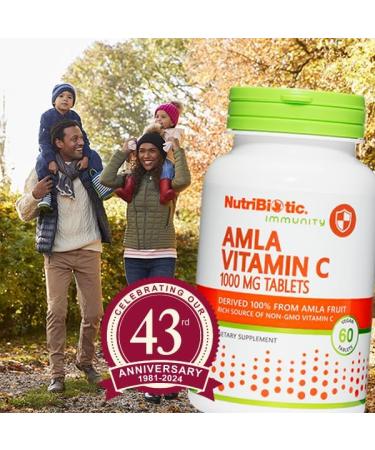 NutriBiotic - Amla Vitamin C 60 Tabs - Rich Source of Non-GMO Natural Vitamin C for Antioxidant & Collagen Support - 100% from Indian Gooseberry - Vegan & Gluten Free - Buy Online on GoSupps.com
