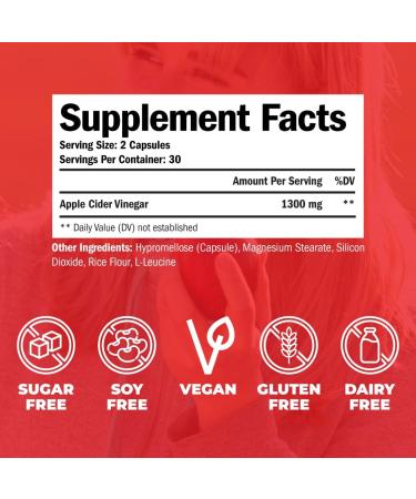 Apple Cider Vinegar Supplement for Advanced Detox Cleanse Support - 60 Vegetarian Capsules, Non-GMO & Gluten-Free - Buy Online on GoSupps.com