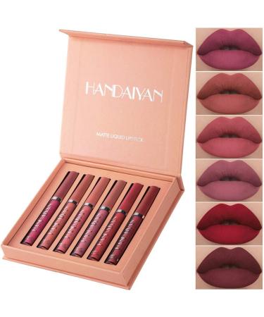 Dulele 6-Piece Velvety Matte Lip Gloss Set - Waterproof Durable Liquid Lipstick | Non-Stick Cup Makeup Cosmetics (Color A) - Buy Online on GoSupps.com