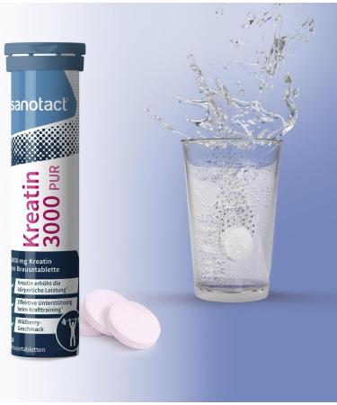 Sanotact Creatine 3000 Pure - Vegan Effervescent Tablets for Muscle Building & Strength | 3000mg Creatine per Tablet | Pre-Workout Booster - Wildberry Flavor - 20 Tablets - Buy Online on GoSupps.com