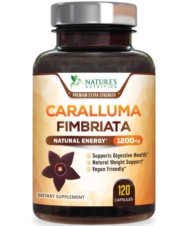 Pure Caralluma Fimbriata Extract Highly Concentrated 1200mg - Natural Endurance Support Best Vegan Supplement for Men & Women Non-GMO - 120 Capsules 120 Count (Pack of 1)