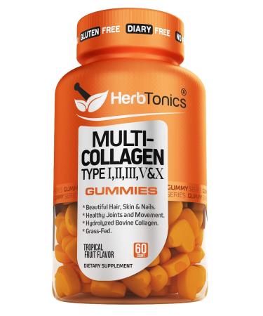 Multi Collagen Gummies Type 1,2,3,5 & 10 with Biotin for Hair Growth, Skin, Nails | Supplement Formula for Anti Aging | Skin Care | Peptide with Vitamin C + Zinc for Women & Men (Multi Collagen)