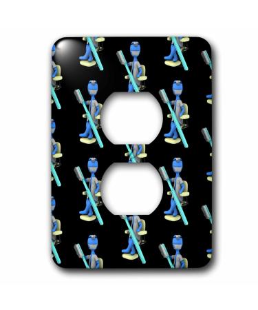 3dRose Cute dental design of a dentist with a large toothbrush. - Light Switch Covers (lsp_352862_6)