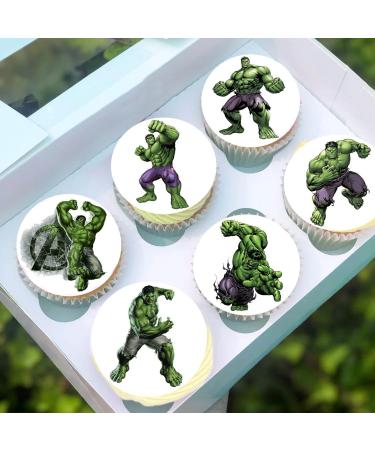 Pre-Cut Hulk 1B Edible Stand up Wafer/Rice Paper Cupcake Cake Toppers Birthday Party Superhero Decorations (24) - Buy Online on GoSupps.com