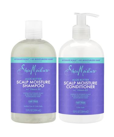 SheaMoisture Dry Scalp Shampoo and Conditioner Set with Aloe Butter & Vitamin B3 - Curly Hair Treatment Hydrating and Repairing 13 Oz Each