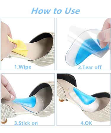 Soft Gel Arch Support Insoles for Flat Feet - Adhesive Cushions for Plantar Fasciitis Relief (2 Pairs) - Buy Online on GoSupps.com