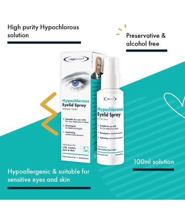 Hypochlorous Eyelid Cleansing Spray for Dry Eye & Blepharitis - Antibacterial & Hypoallergenic - 100ml Pack - Buy Online on GoSupps.com