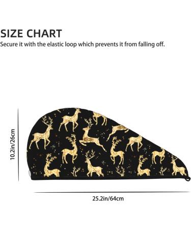 Christmas Gold Deers Microfiber Hair Towel - Soft Absorbent Wrap for Long Curly Thick Hair | Quick-Dry Coral Velvet for Women - Buy Online on GoSupps.com