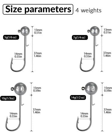 THKFISH Ball Jig Heads 1/2oz 3/8oz 1/4oz 1/6oz - 10pcs - Lead Head Fishing Jigs for Crappie, Walleye, Bass, Trout - Saltwater Freshwater Swimbait Jig Heads - Buy Online on GoSupps.com
